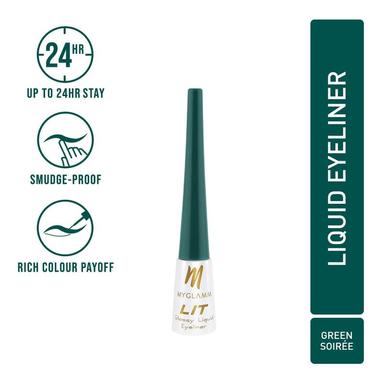 MyGlamm LIT Glossy Liquid Eyeliner - Green Soire