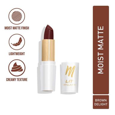 MyGlamm LIT Moist Matte Lipstick - Brown Delight