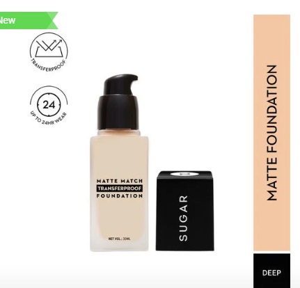 Sugar Cosmetics Matte Match Transferproof Foundation - 47 Borgia (Medium Tan - Warm Undertone)