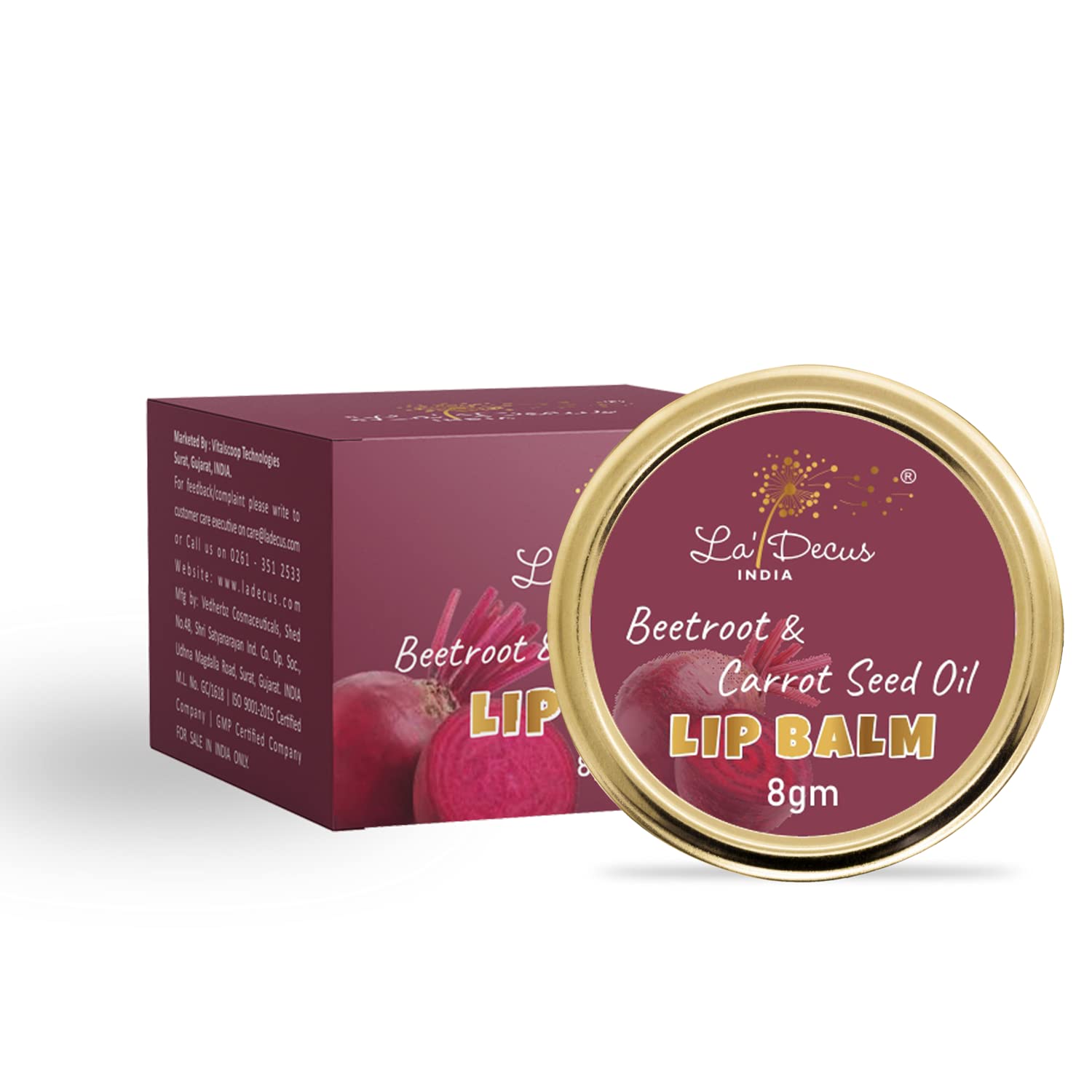 la'decus Beetroot and Carrotseed Oil Lip Balm